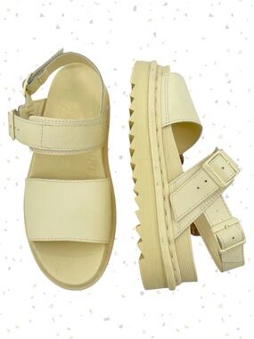 Dr. Martens Voss Mono Sandals Toile Cream Monochrome Pastel Yellow Soft Girl 9